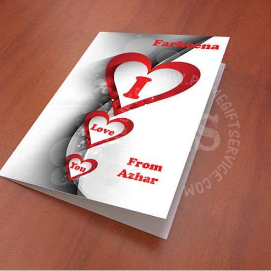 Three Hearts I Love You Personalised Card